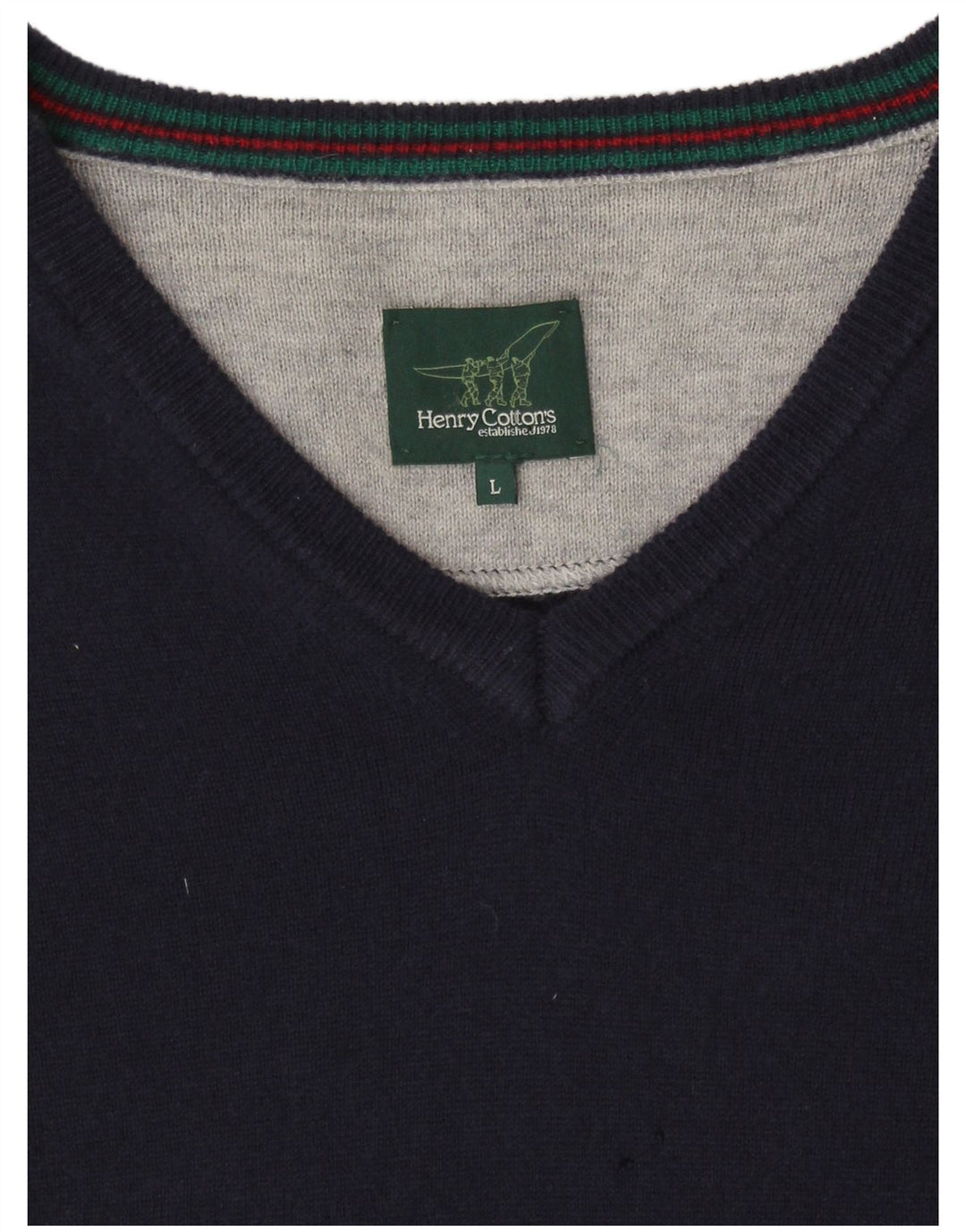 HENRY COTTONS Pull col V pour homme, grand, bleu marine