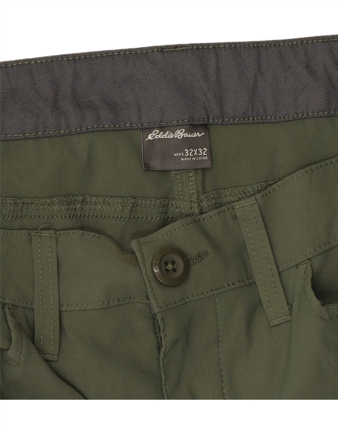 EDDIE BAUER Womens Straight Cargo Trousers W32 L32 Green Nylon Vintage Eddie Bauer and Second-Hand Eddie Bauer from Messina Hembry 