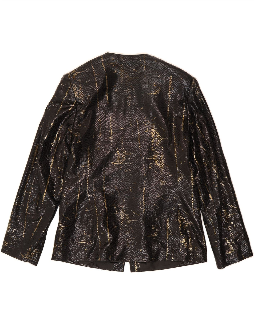 VINTAGE Womens Blazer Jacket EU 38 Medium Black Animal Print Polyester Vintage Vintage and Second-Hand Vintage from Messina Hembry 