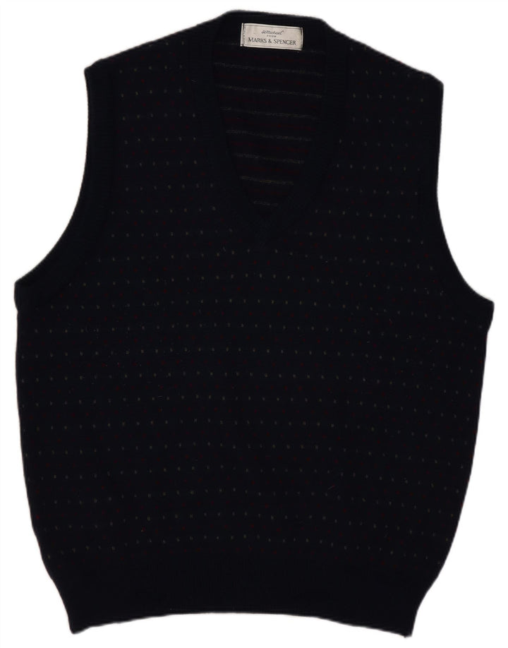 Marks & Spencer Débardeur pour homme en laine à pois bleu marine Taille L