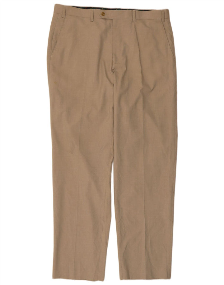 CHAPS Pantalon de Costume Droit Homme W36 L32 Beige Polyester