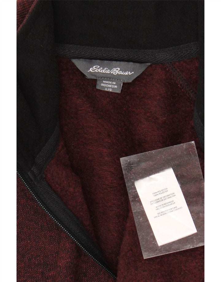 EDDIE BAUER Sweat-shirt à col zippé pour homme, grand, bordeaux moucheté
