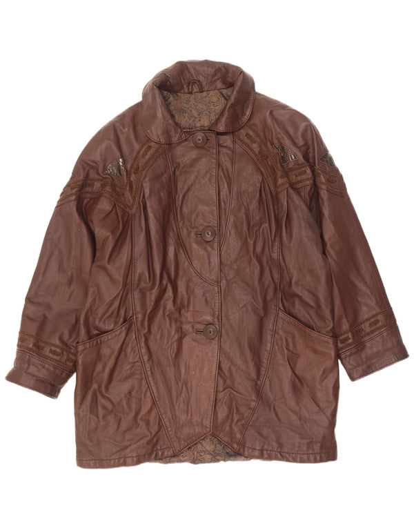 Marcos Manteau en cuir surdimensionné pour femme IT 40 Petit cuir marron