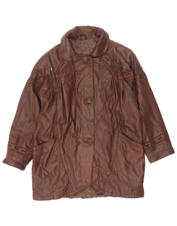 Marcos Manteau en cuir surdimensionné pour femme IT 40 Petit cuir marron