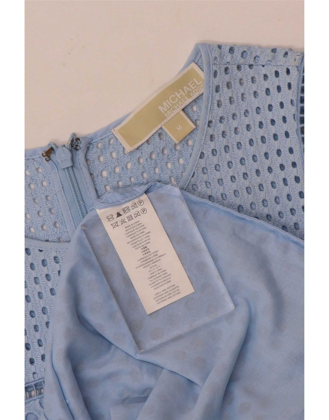 Michael Kors Robe trapèze pour femme UK 12 Bleu moyen Coton