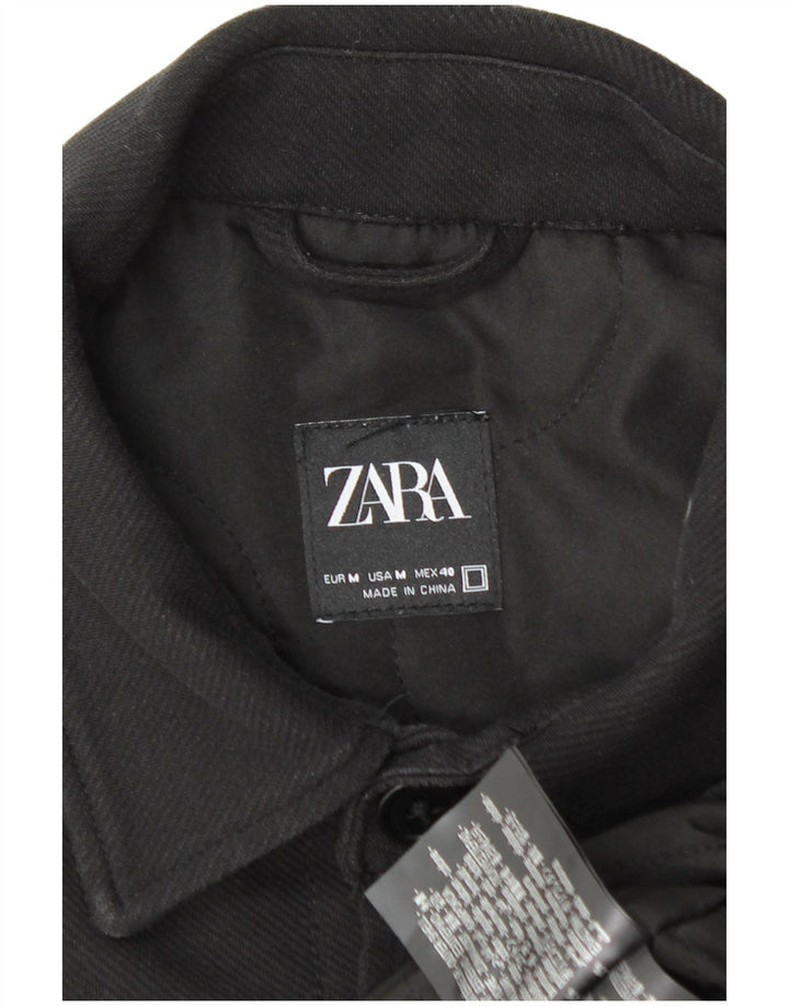 Zara Mens Bomber Jacket UK 38 Moyen Noir Coton