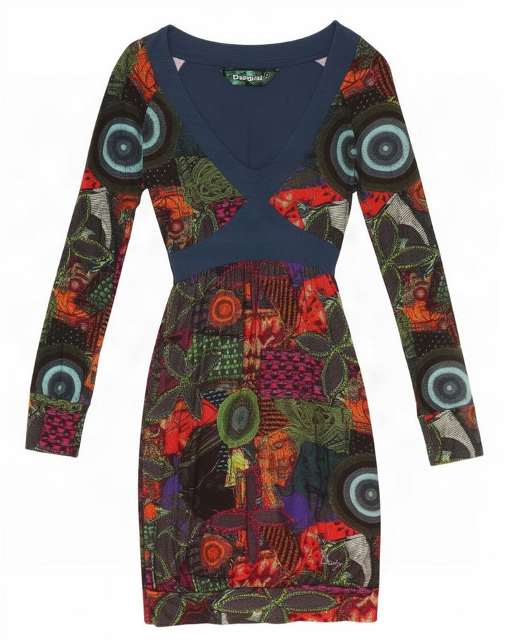 Desigual Robe fourreau pour femme UK 10 Small Multicolore Géométrique