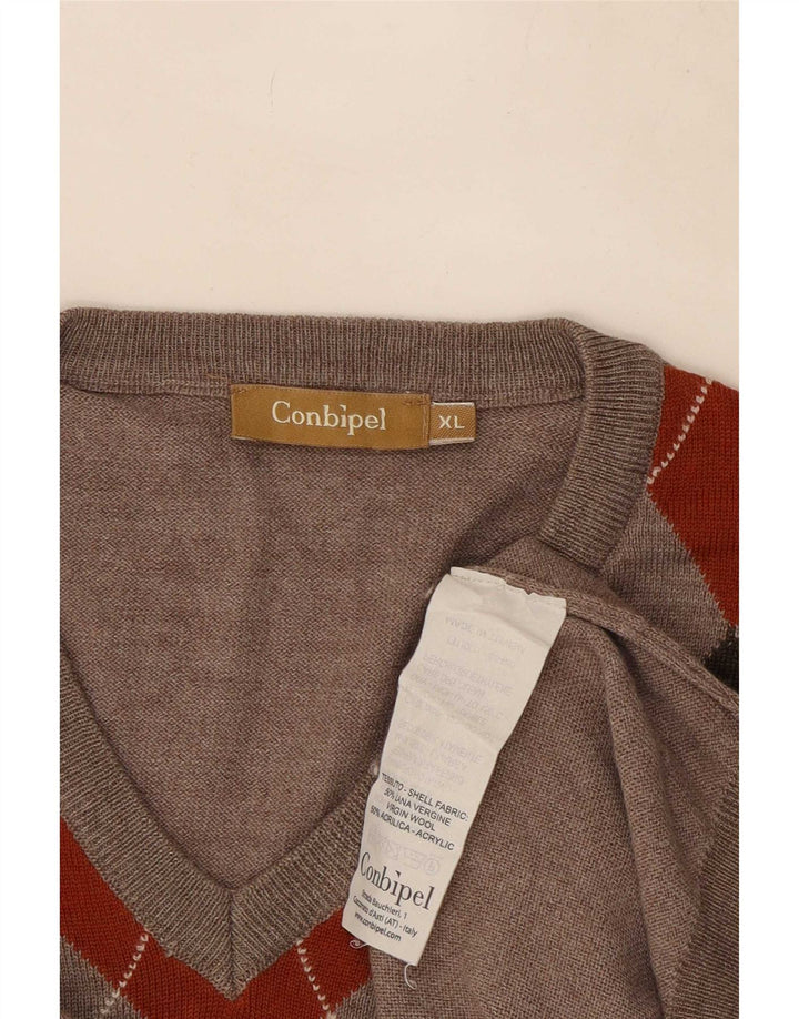 Conbipel Pull Col V Homme XL Gris Argyle/Diamond Laine