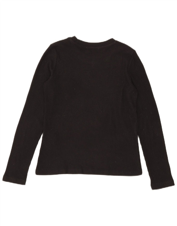 Zara Femme Top Manches Longues UK 10 Petit Noir Polyester