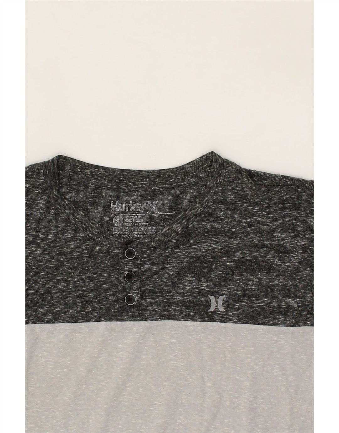 HURLEY Mens T-Shirt Top XL Grey Colourblock Polyester Vintage Hurley and Second-Hand Hurley from Messina Hembry 