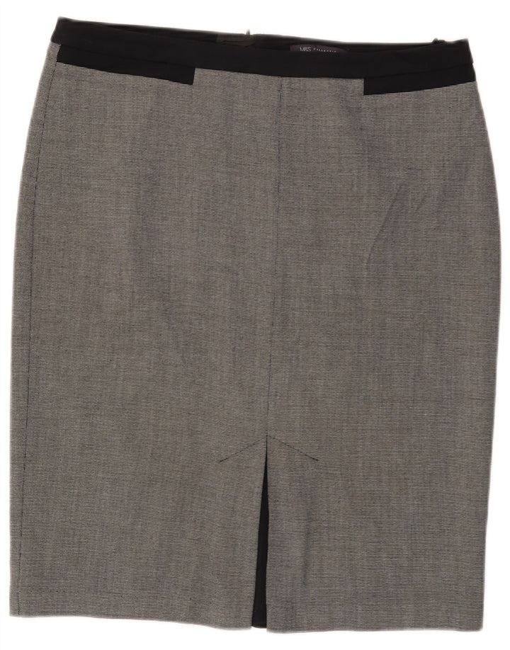 Marks & Spencer Jupe crayon pour femme UK 14 Large W34 Noir à carreaux Polyester