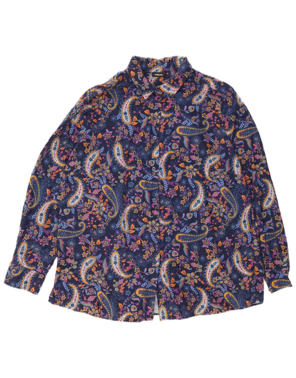 Walbusch Chemisier surdimensionné pour femme IT 44 Bleu marine moyen Paisley