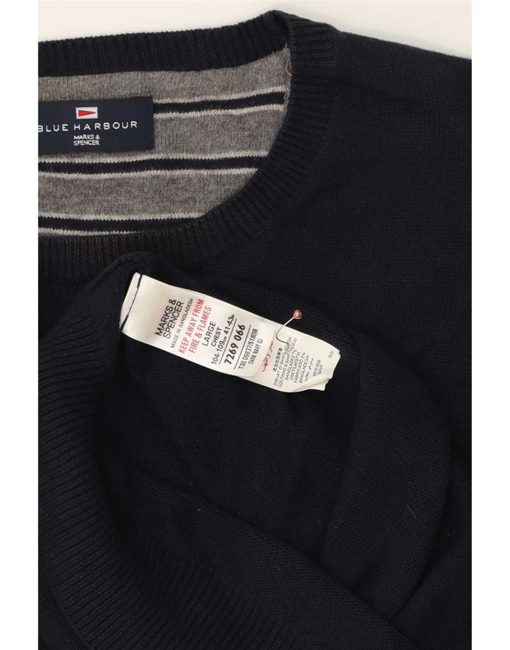 Marks & Spencer Pull à col bateau Blue Harbor pour hommes, grand bleu marine