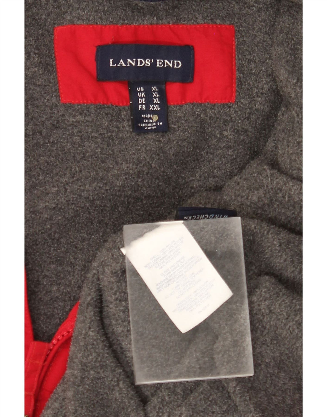LANDS END Veste coupe-vent à capuche pour homme UK 42 XL Nylon rouge