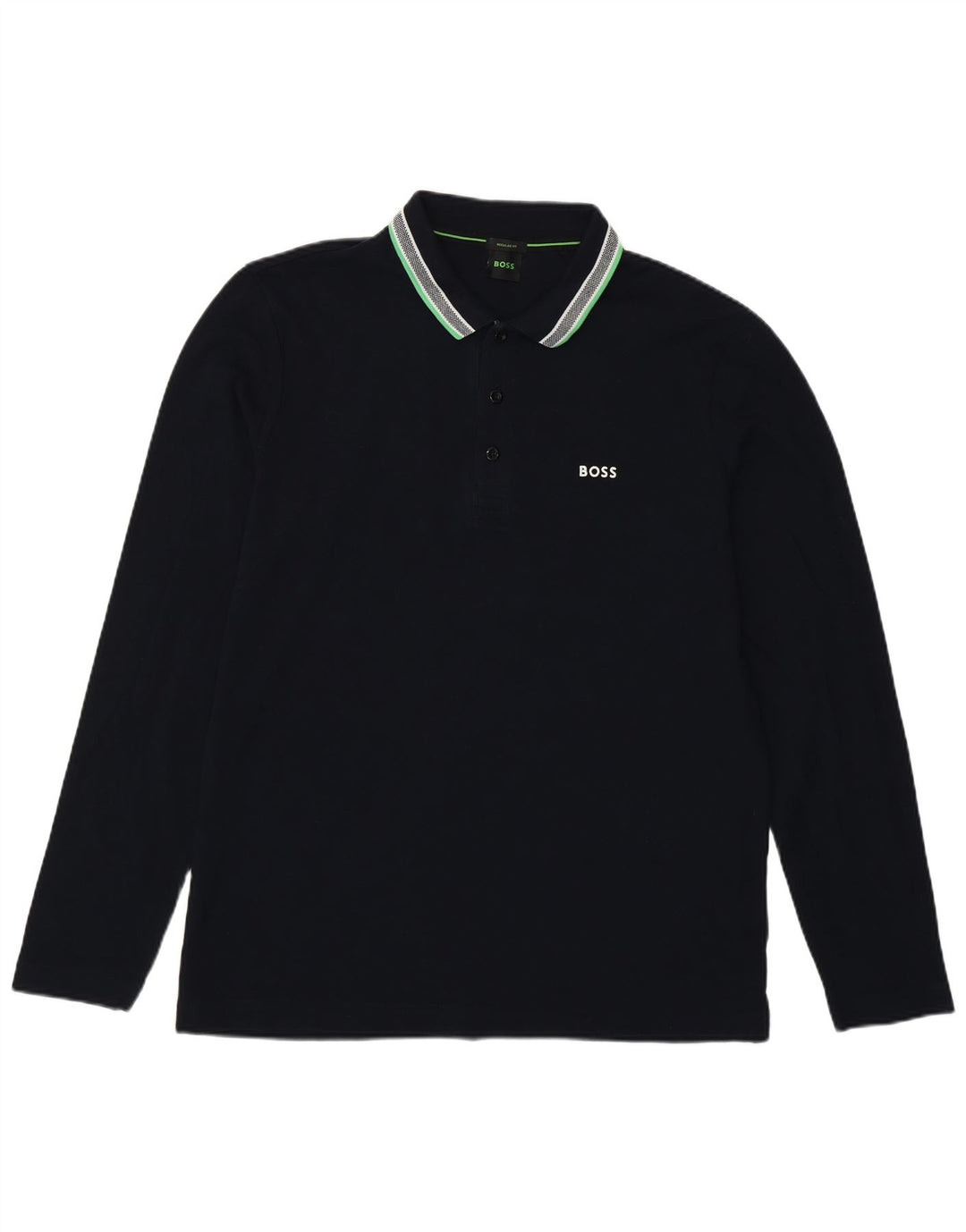 Hugo Boss Polo à manches longues Regular Fit pour homme en coton bleu marine Large