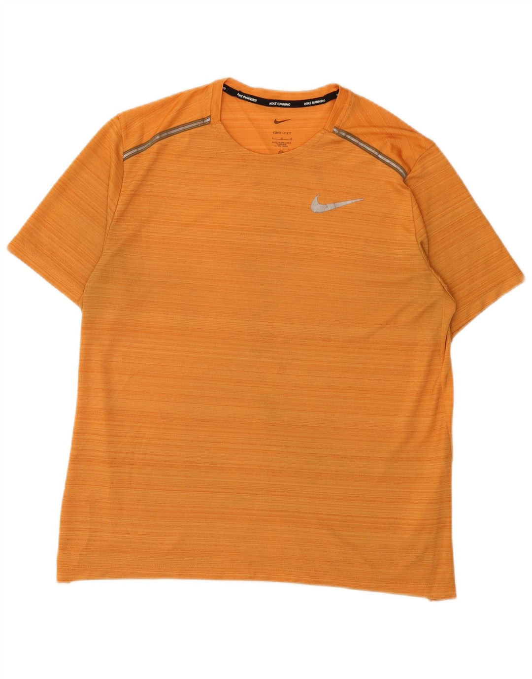 Nike T-shirt Dri Fit pour homme en polyester à fines rayures orange