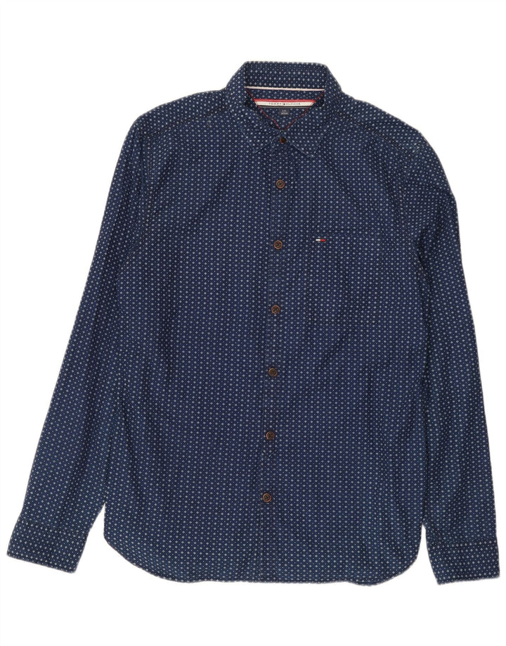 Tommy Hilfiger Chemise à motif abstrait pour homme en coton bleu marine Large