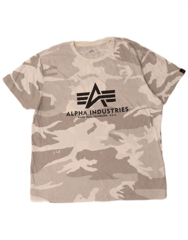 Alpha Industries T-Shirt Graphique Homme Gris Moyen Camouflage Coton