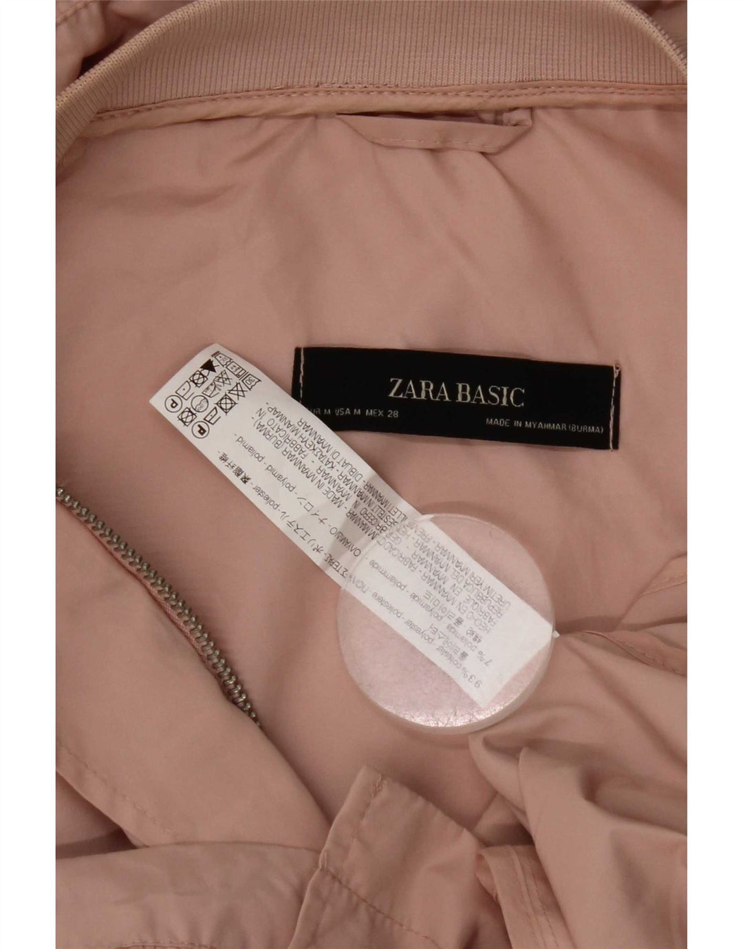 Zara Veste de pluie à capuche pour femme UK 14 Polyester rose moyen