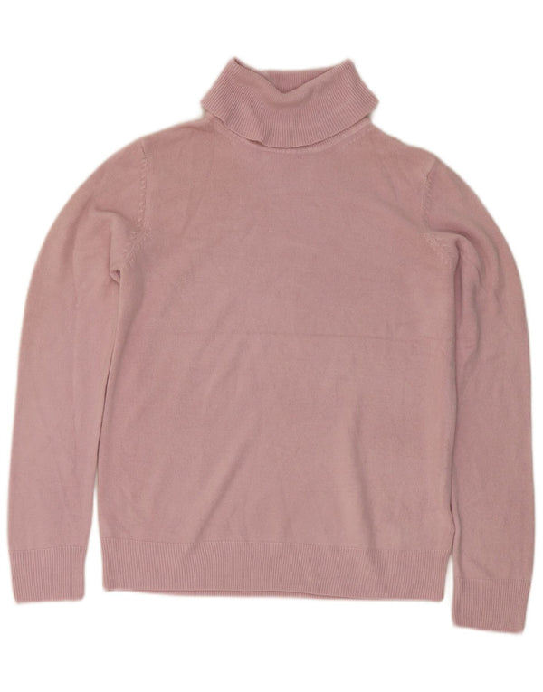 Marks & Spencer Womens Roll Neck Jumper Sweater UK 10 Small Pink Acrylic