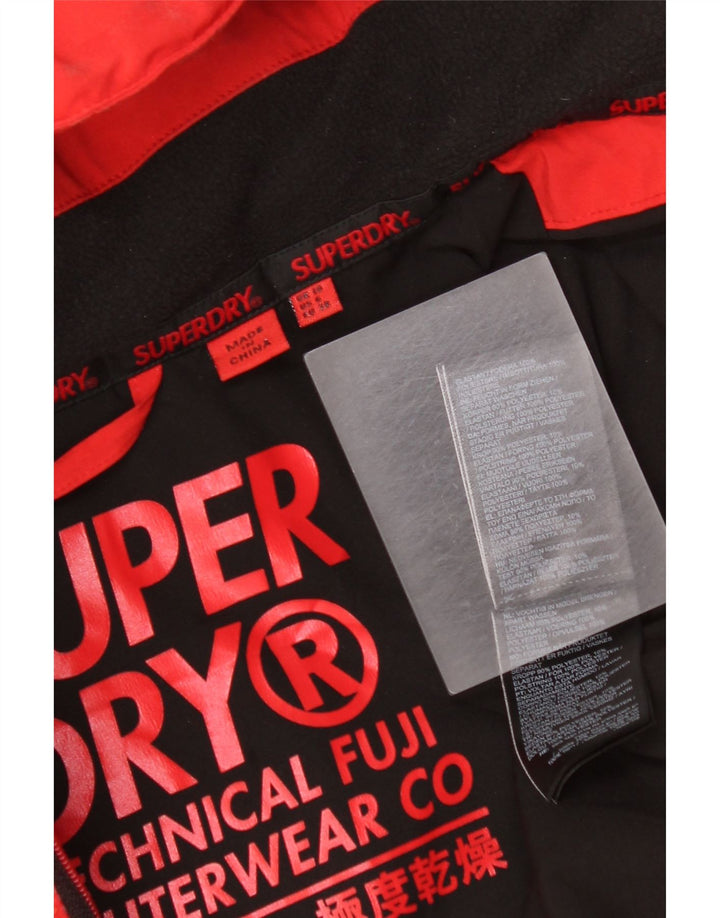 Superdry Veste matelassée à capuche surdimensionnée pour femme UK 10 Small Rouge Polyester