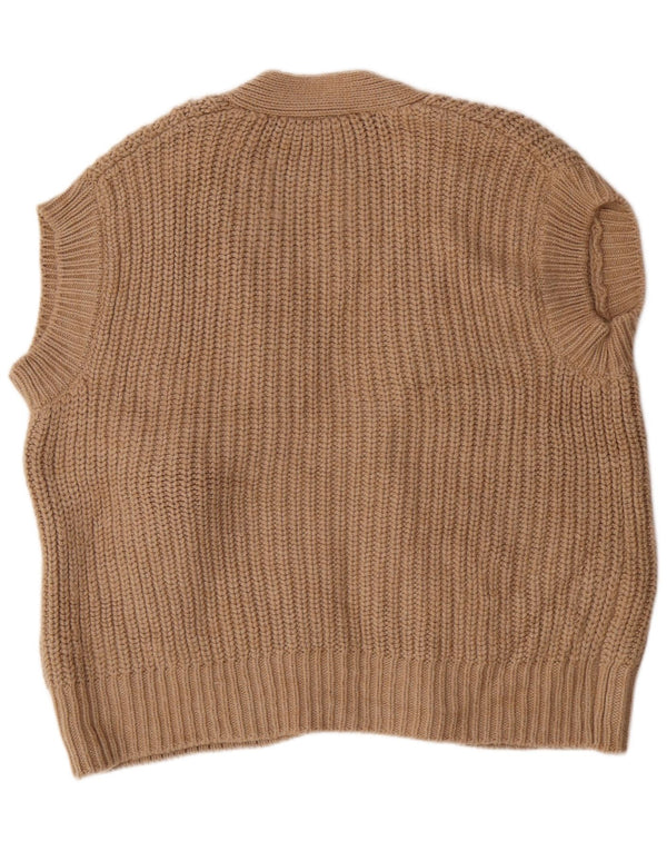 ZARA Cardigan surdimensionné sans manches pour femme UK 10 Petit Marron