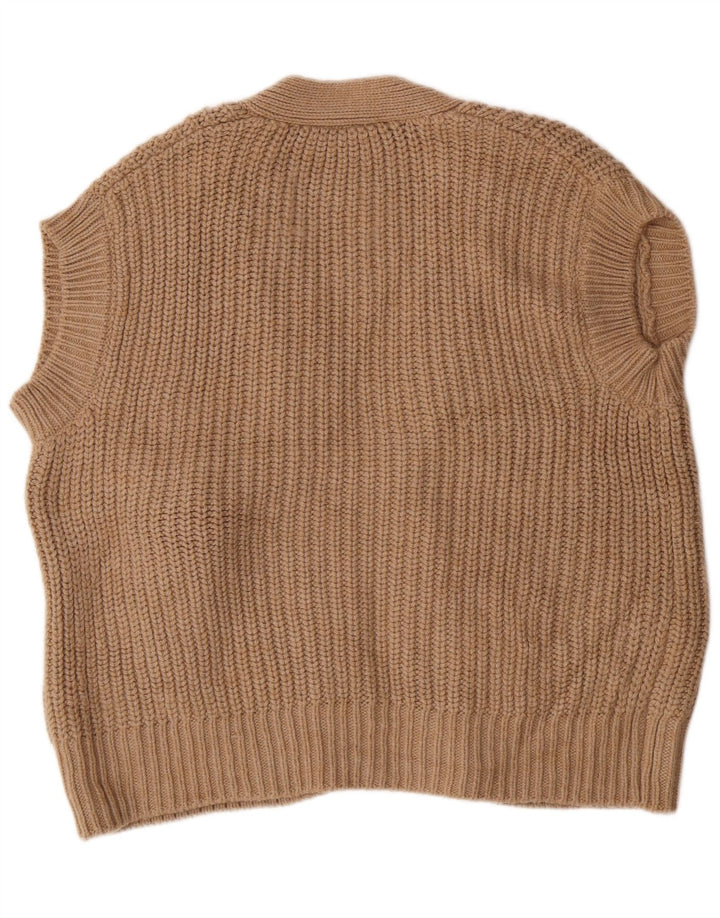 ZARA Cardigan surdimensionné sans manches pour femme UK 10 Petit Marron