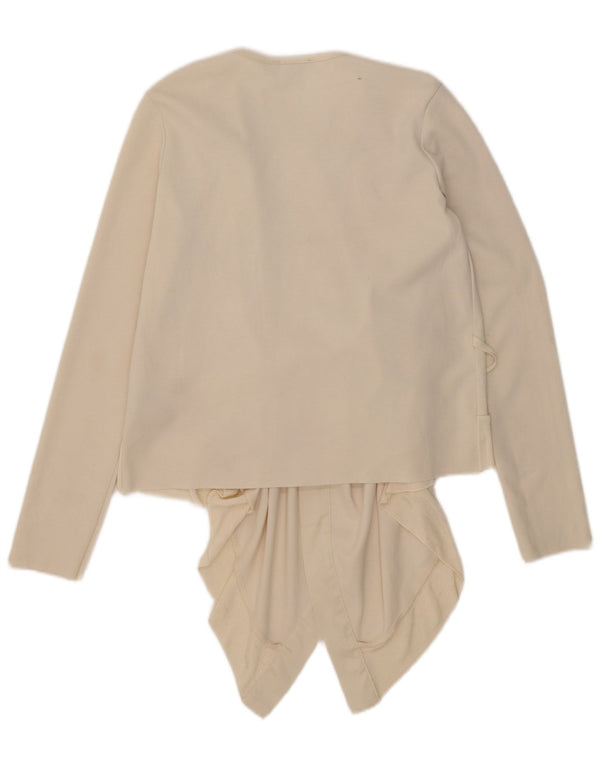 Zara Femme Cardigan Asymétrique Top UK 10 Petit Polyester Blanc Cassé