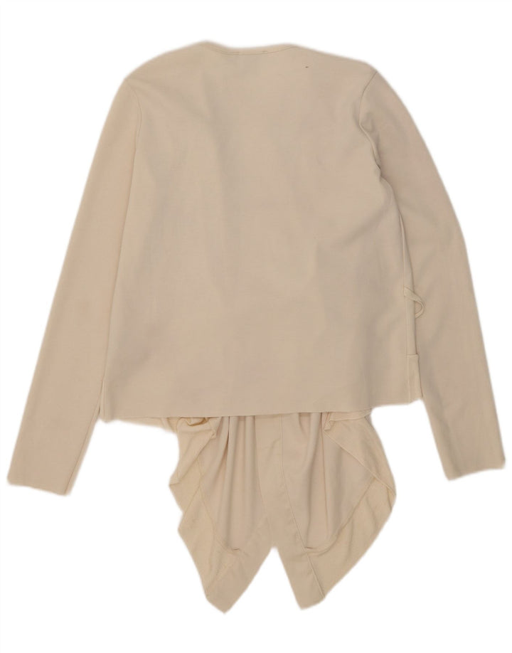 Zara Femme Cardigan Asymétrique Top UK 10 Petit Polyester Blanc Cassé