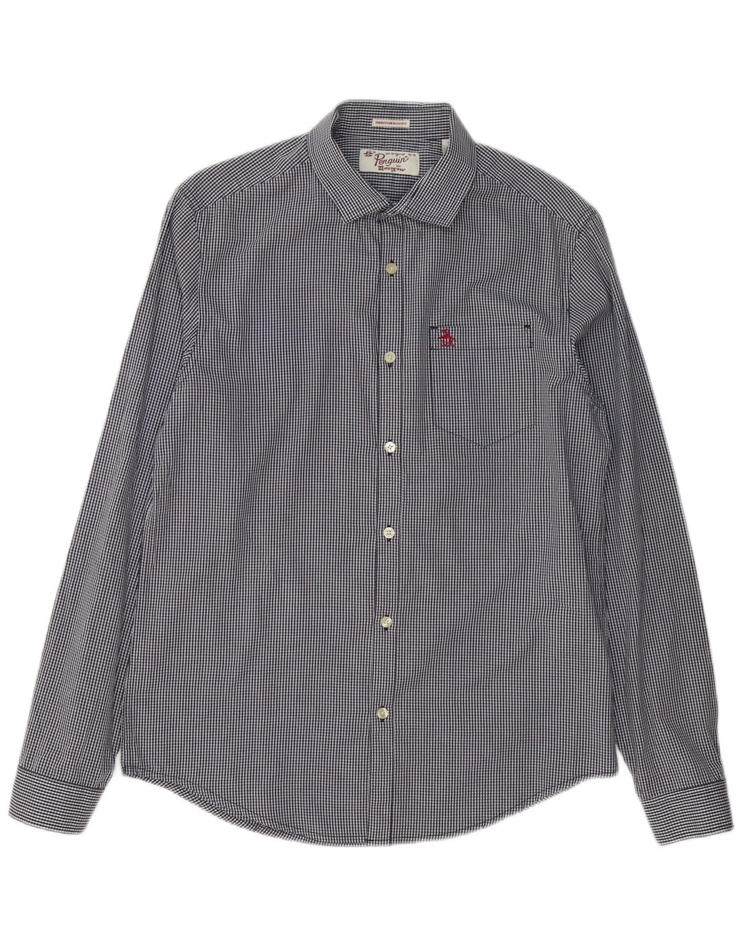 Penguin Chemise Slim Fit Heritage Homme Bleu Marine Moyen en Coton Vichy