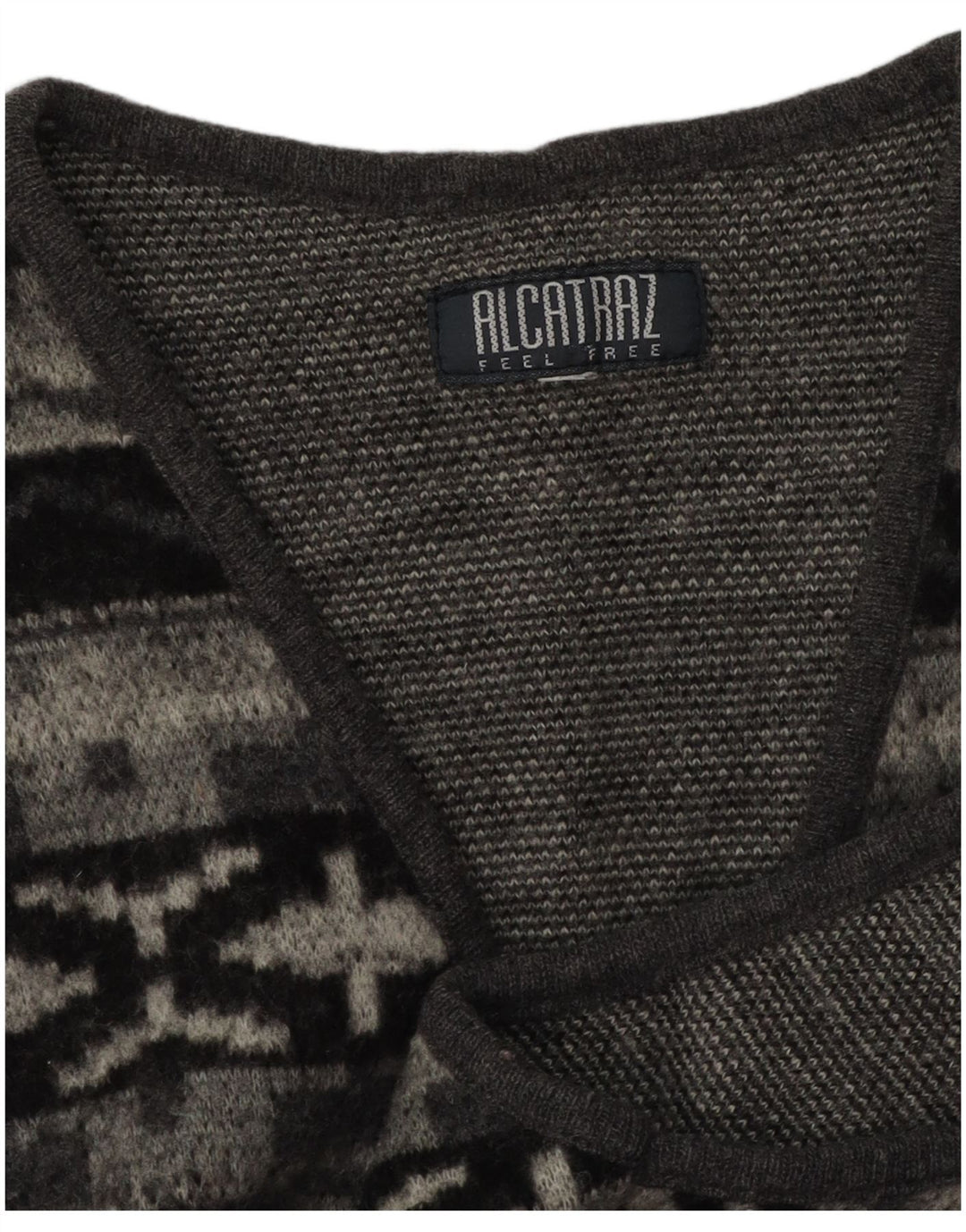 Alcatraz Pull Cardigan sans Manches Homme Petit Gris Géométrique