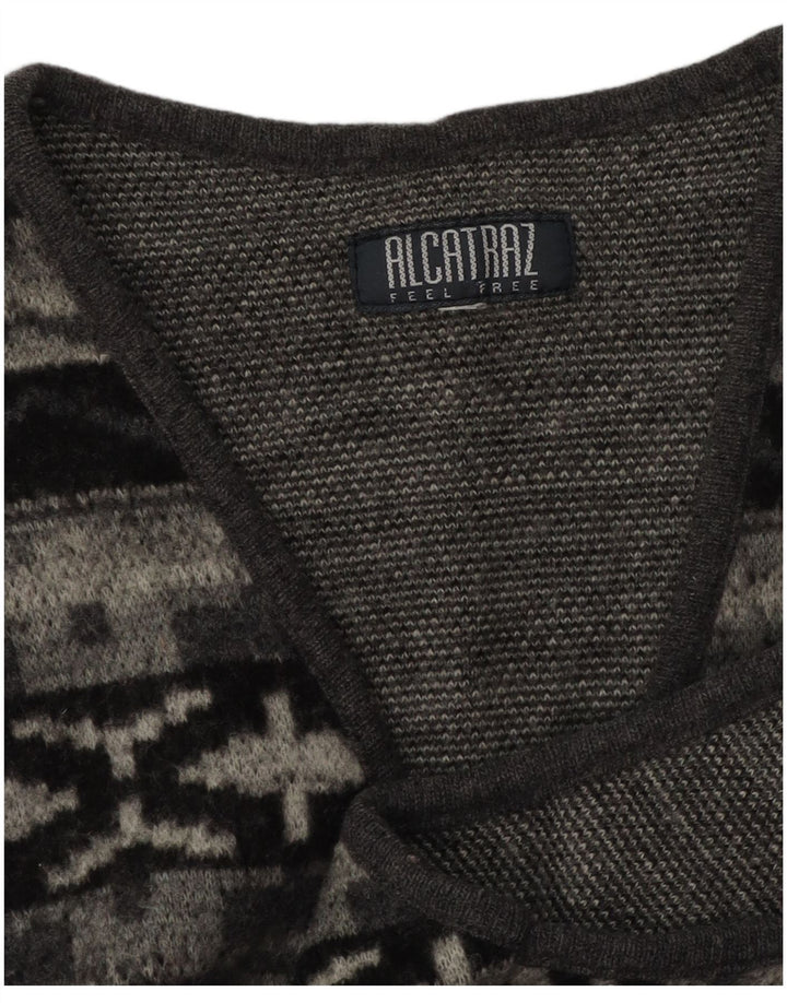 Alcatraz Pull Cardigan sans Manches Homme Petit Gris Géométrique