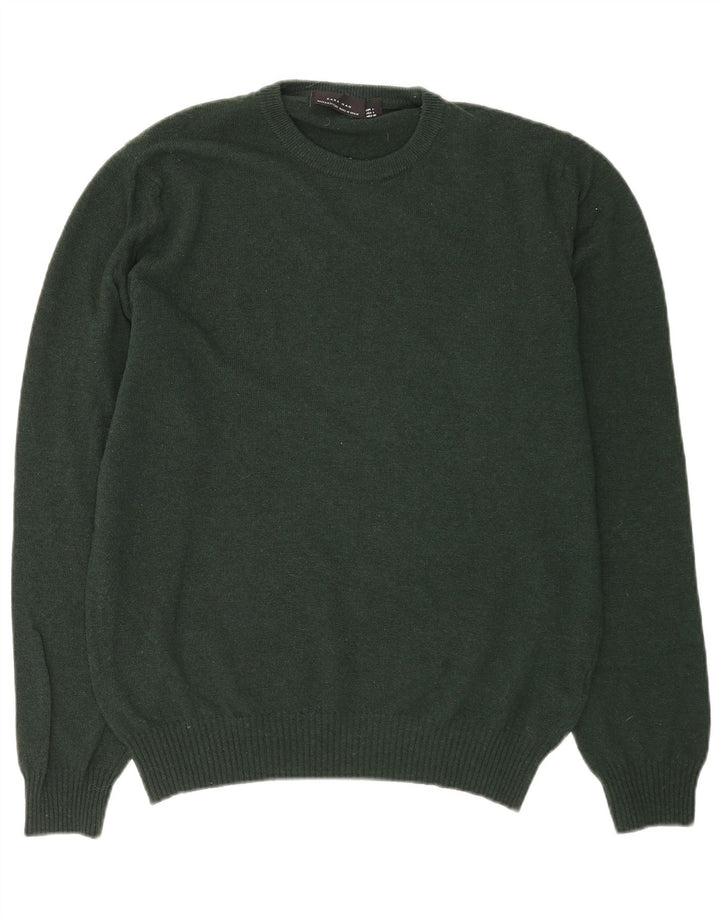 Zara Pull à col rond pour homme en laine verte