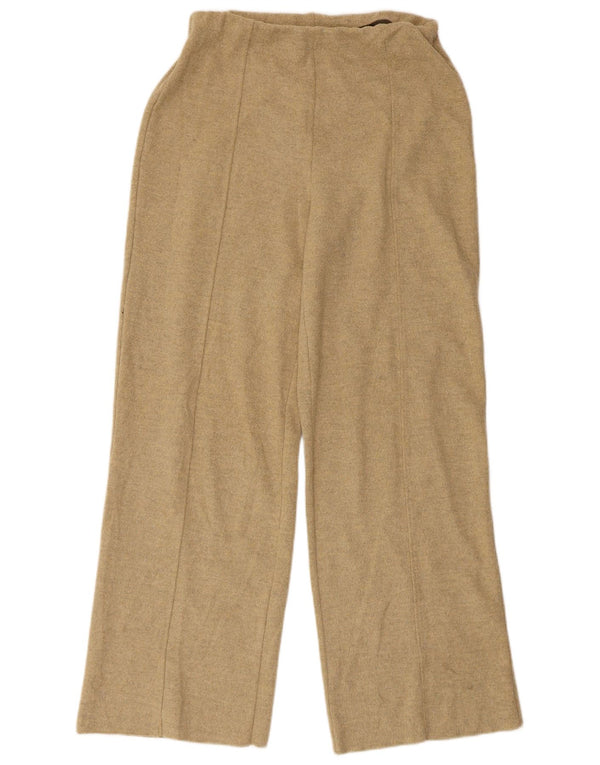 Zara Pantalon de survêtement taille haute pour femme UK 12 Polyester beige moyen