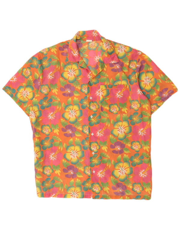 vintage Chemise à manches courtes pour hommes XL Coton floral multicolore