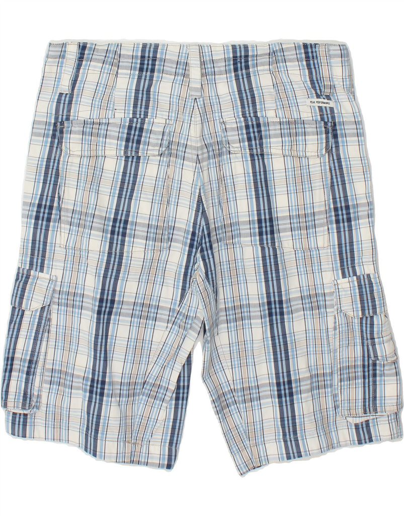 PEAK PERFORMANCE Mens Cargo Shorts W34 Large Blue Check Cotton Vintage Peak Performance and Second-Hand Peak Performance from Messina Hembry 