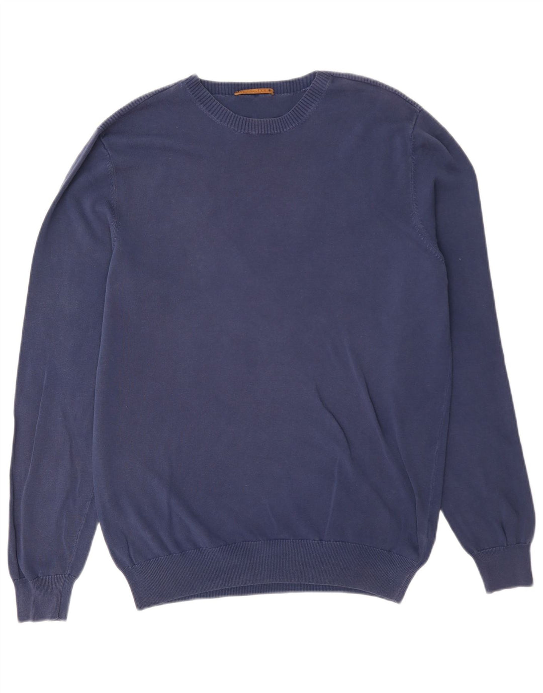 Massimo Dutti Pull col rond homme en coton bleu marine moyen