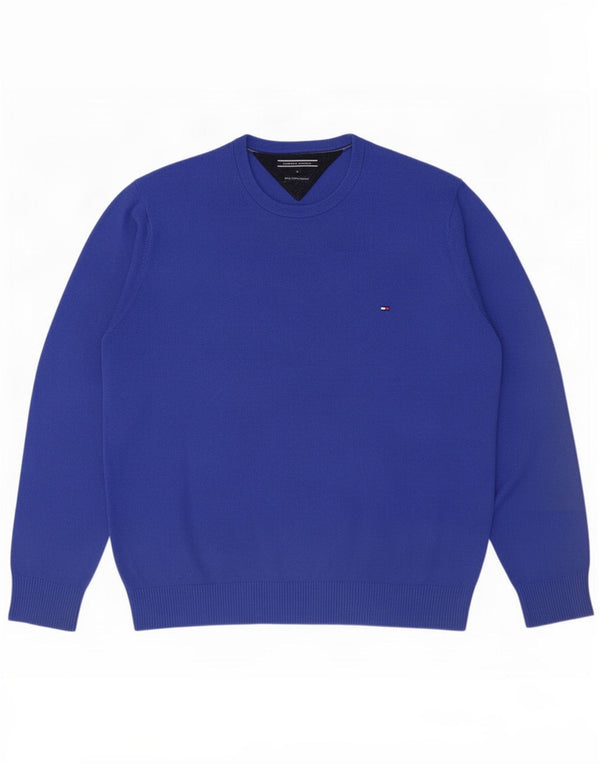 Tommy Hilfiger Pull à col rond pour homme en coton bleu Taille L