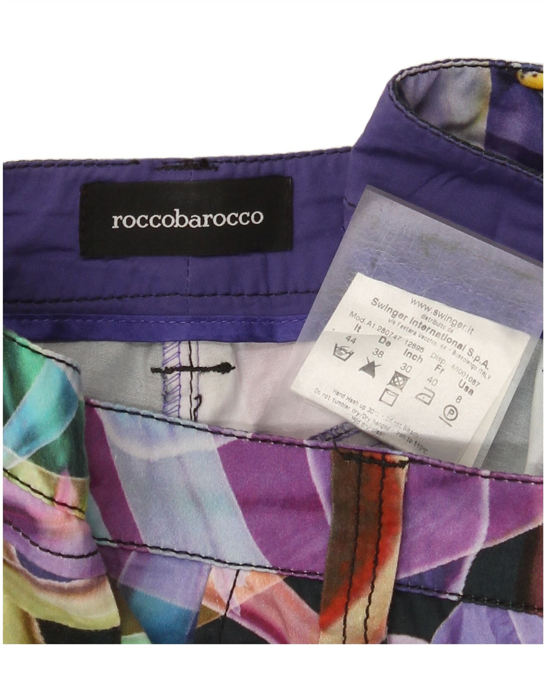 Roccobarocco Pantalon Capri Chino Femme IT 40 Small W32 L27 Multicolore