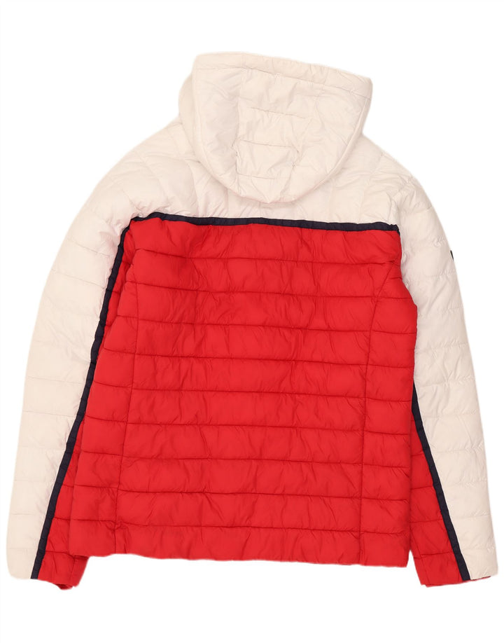 Superdry Veste matelassée à capuche pour hommes UK 40 Large Blanc Colorblock Polyester