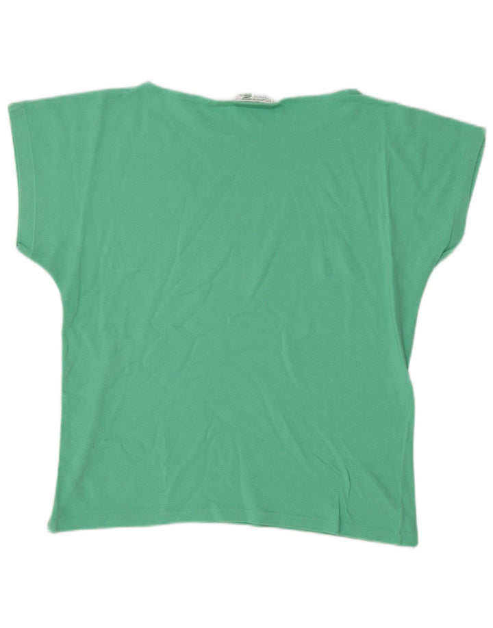LACOSTE T-Shirt Femme Top Taille 40 Coton Turquoise Moyen