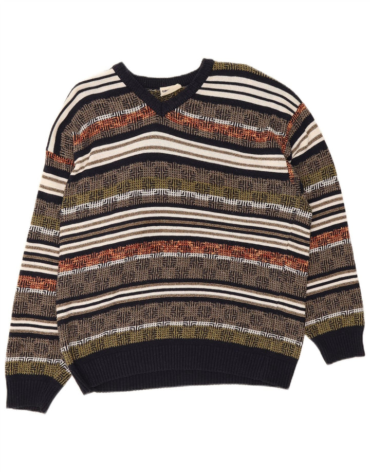 Giramondo Pull col V pour homme Grand motif géométrique multicolore