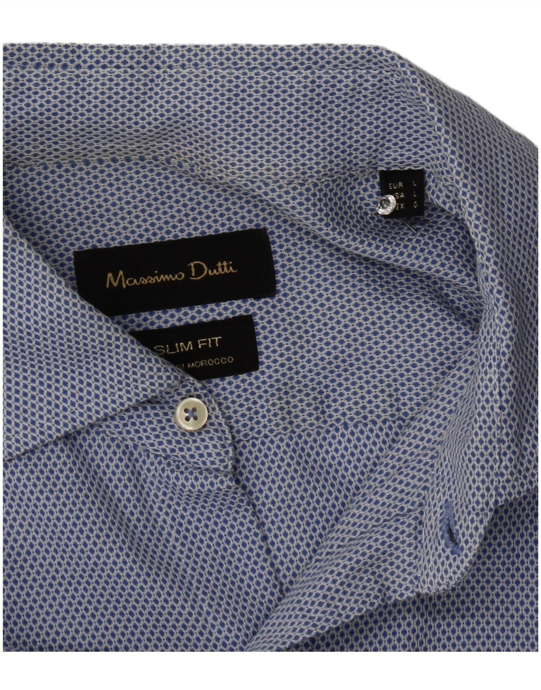 Massimo Dutti Chemise Slim Fit Homme Bleu Géométrique