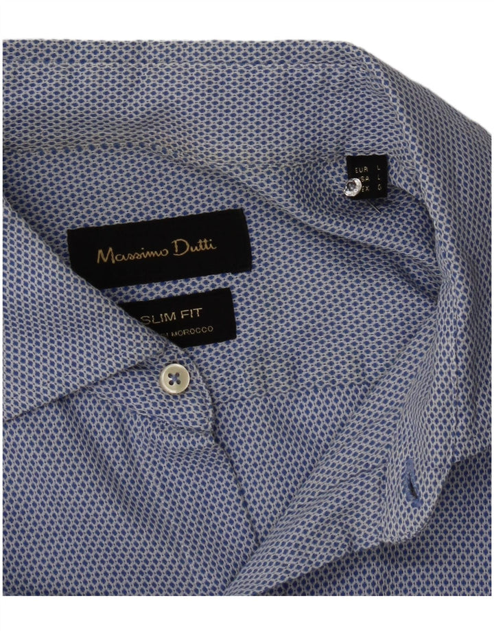 Massimo Dutti Chemise Slim Fit Homme Bleu Géométrique