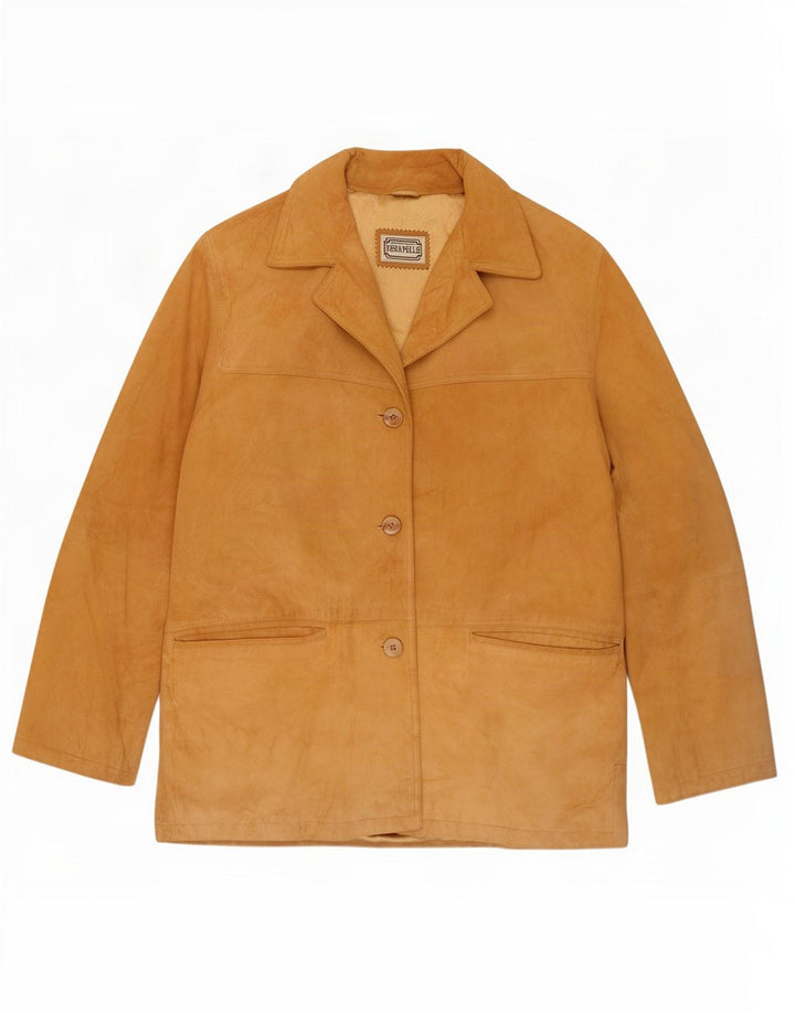 veste en daim femme vintage IT 46 grand cuir marron