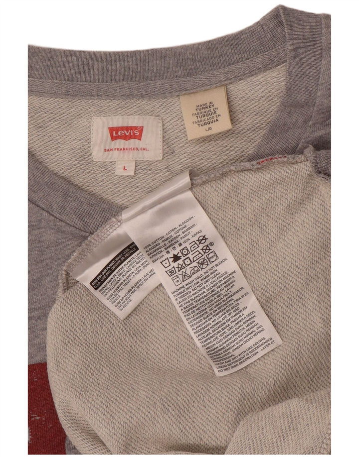 Levi's Graphic Sweatshirt Jumper Large Homme Gris Moucheté Coton