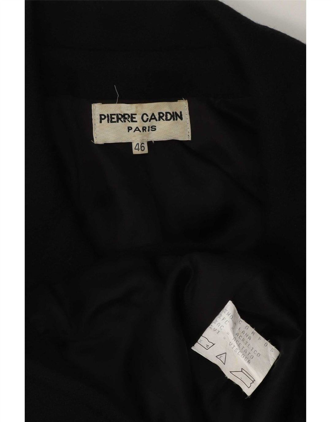 Pierre Cardin Veste Blazer 4 Boutons Femme IT 46 Grande Laine Noire