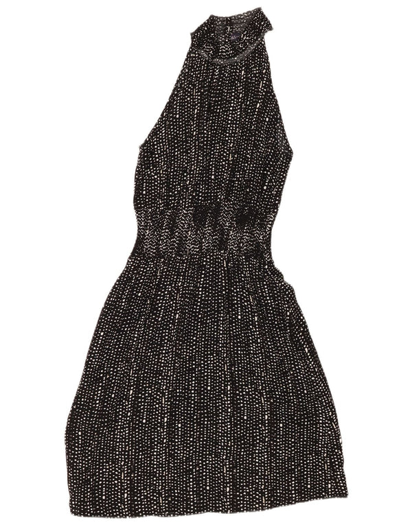 Marks & Spencer Robe dos nu pour femme UK 10 Petite viscose à pois noirs