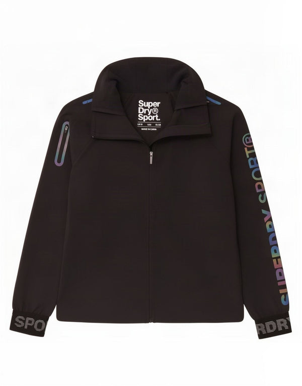 Superdry Veste de survêtement graphique pour femme UK 10 Small Noir Colourblock