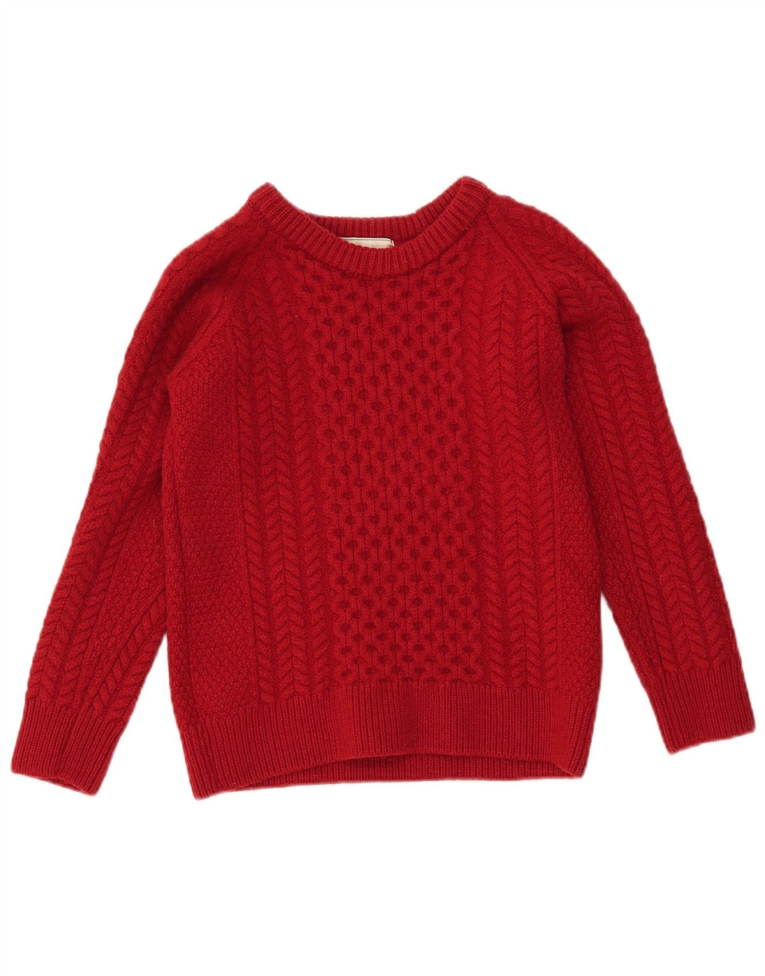 ORIGINAL ARAN CO. Pull col bateau pour femme UK 12 Laine rouge moyen